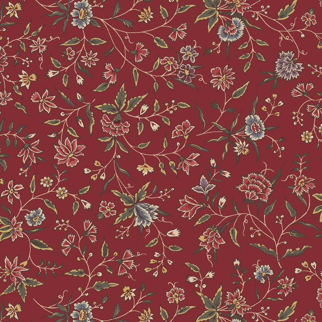 44" Freedom Rings - Red Medium Floral Cotton (R651372D - RED) - Sold in UNITS of 1/4 metre - Maple Leaf Quilting Company Ltd.