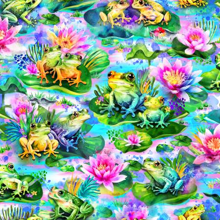 60" Minky Hip Hop Frogs on Lily Pads – Sold in UNITS of ¼ metre - Maple Leaf Quilting Company Ltd.