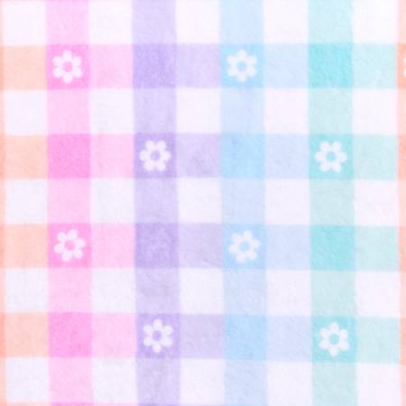 60" Minky Pastel Gingham Daisy – Sold in UNITS of ¼ metre - Maple Leaf Quilting Company Ltd.