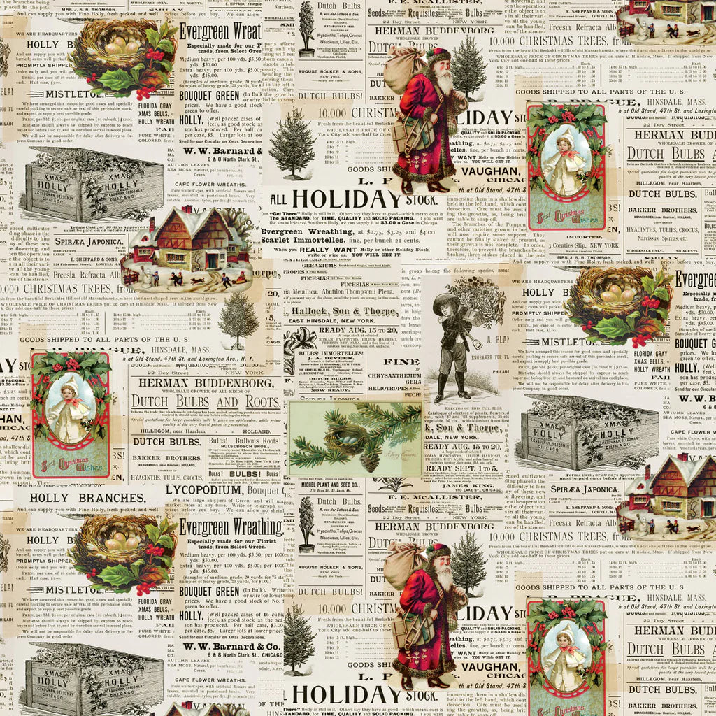 Cream - Holiday Newspaper Clippings 44" Wide Cotton (66250501-01) 🇨🇦