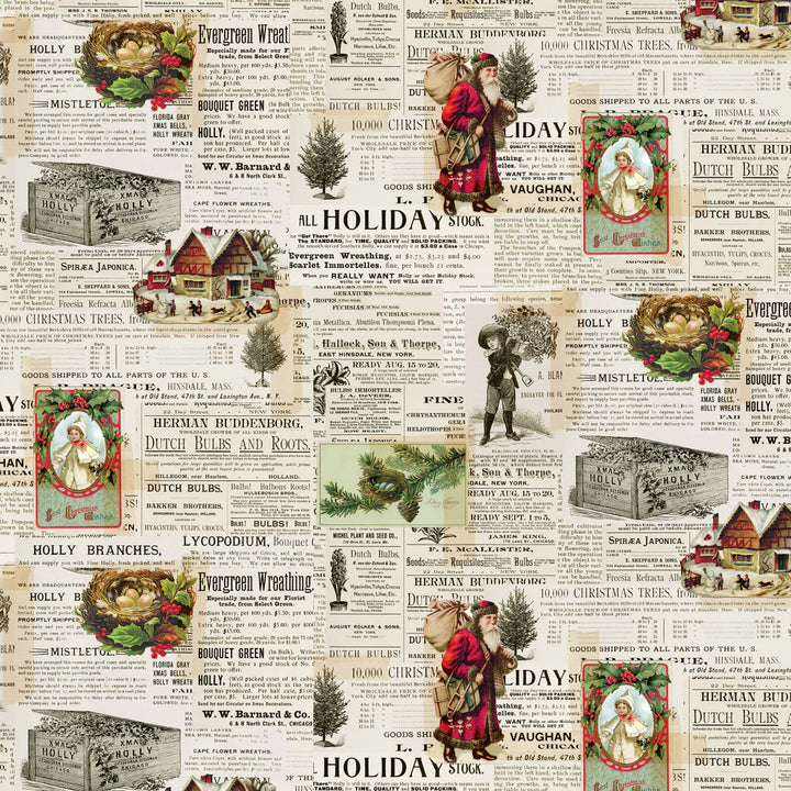 Cream - Holiday Newspaper Clippings 44" Wide Cotton (66250501-01) 🇨🇦