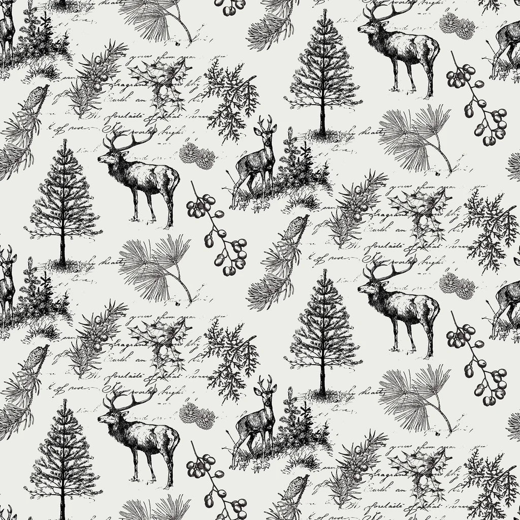 White - Woodland Sketch 44" Wide Cotton (66250502-01) 🇨🇦