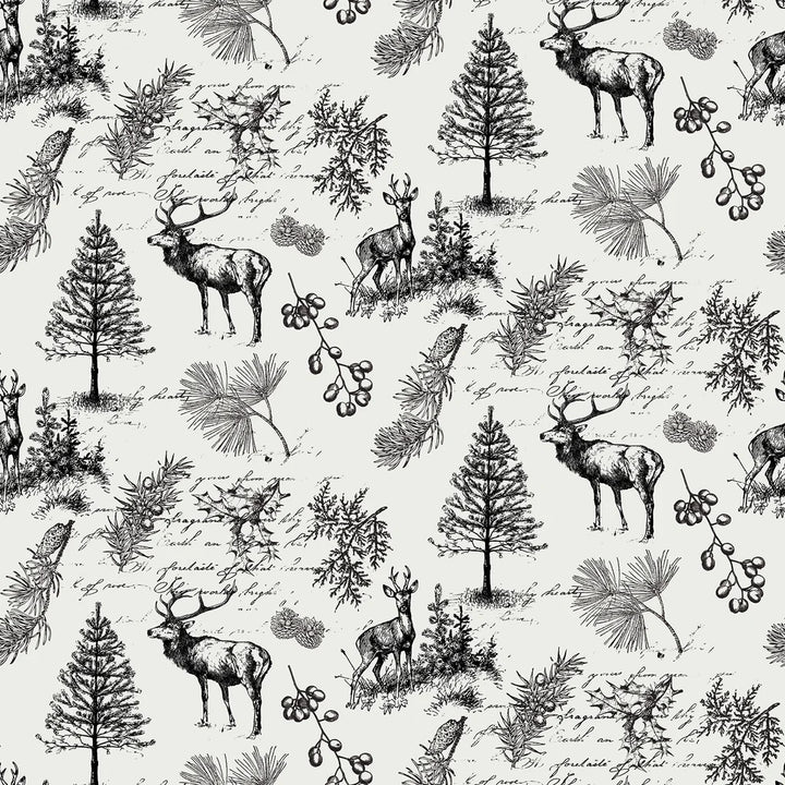 White - Woodland Sketch 44" Wide Cotton (66250502-01) 🇨🇦