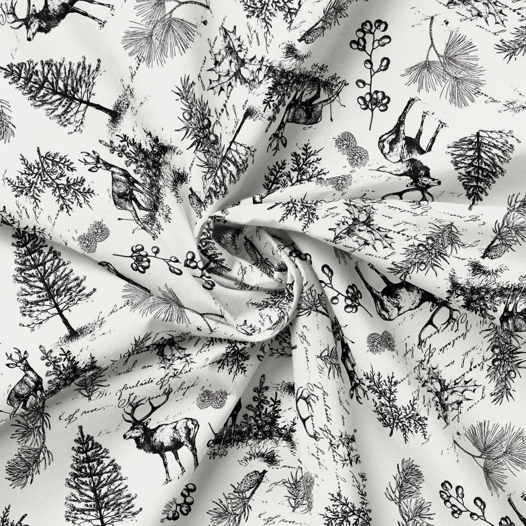 White - Woodland Sketch 44" Wide Cotton (66250502-01) 🇨🇦