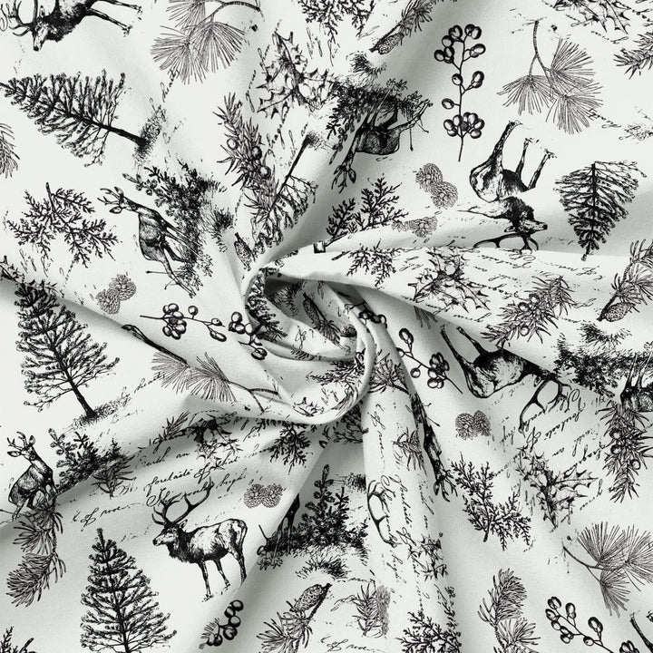 White - Woodland Sketch 44" Wide Cotton (66250502-01) 🇨🇦