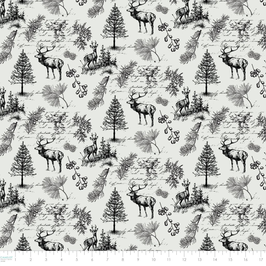 White - Woodland Sketch 44" Wide Cotton (66250502-01) 🇨🇦
