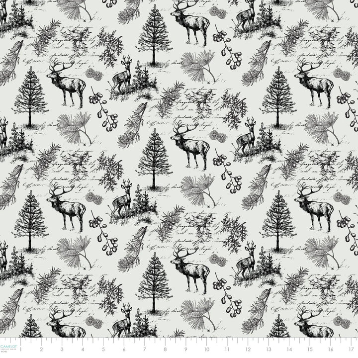 White - Woodland Sketch 44" Wide Cotton (66250502-01) 🇨🇦