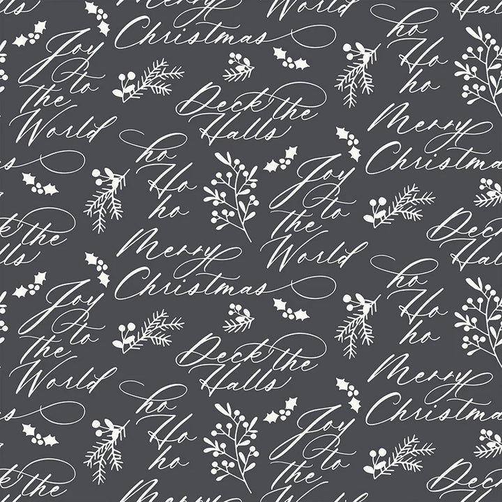Charcoal - Holiday Wishes 44" Wide Cotton (66250503-02) 🇨🇦