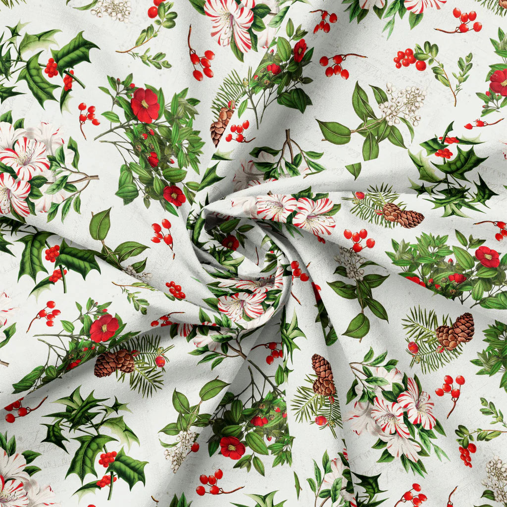 Cream - Holiday Florals 44" Wide Cotton (66250504-01) 🇨🇦