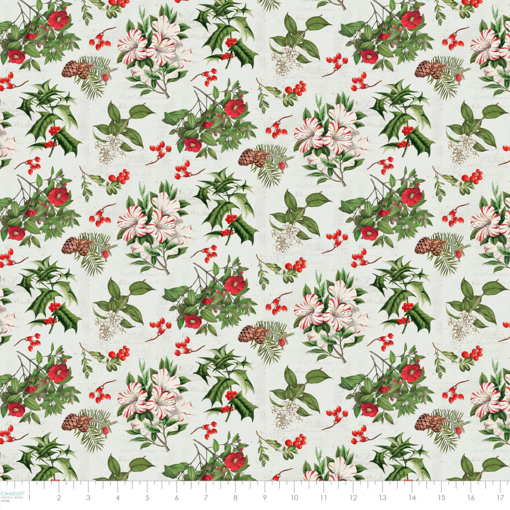 Cream - Holiday Florals 44" Wide Cotton (66250504-01) 🇨🇦