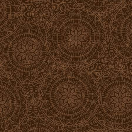Chocolate Tossed Mandalas 118" Cotton (7637S-49) – Sold in UNITS of ¼ metre