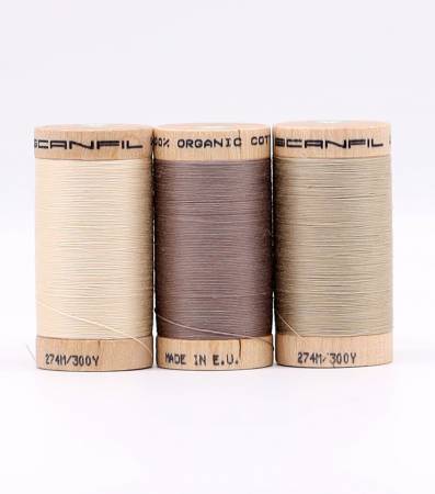 Scanfil Organic Cotton 30wt 3 Spool Thread Set Tan Shades