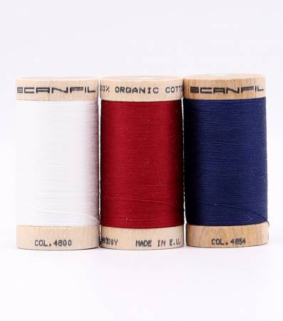 Scanfil Organic Cotton 30wt 3 Spool Thread Set Patriotic