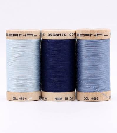 Scanfil Organic Cotton 30wt 3 Spool Thread Set Denim Blues