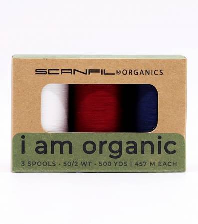 Scanfil Organic Cotton 50wt 3 Spool Thread Set Patriotic