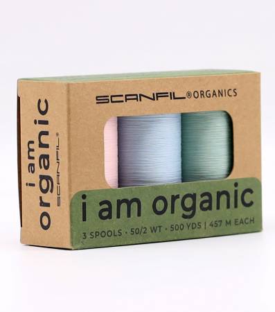 Scanfil Organic Cotton 50wt 3 Spool Thread Set Baby Pastels