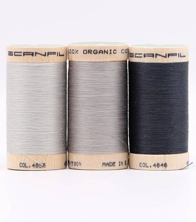 Scanfil Organic Cotton 50wt 3 Spool Thread Set Storm Greys