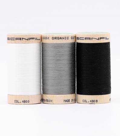 Scanfil Organic Cotton 50wt 3 Spool Thread Set Achromatics