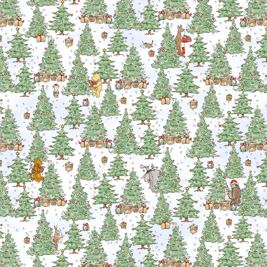 Christmas at Pooh Corner - Green/Snow Christmas Trees 14" | 58/60" Minky
