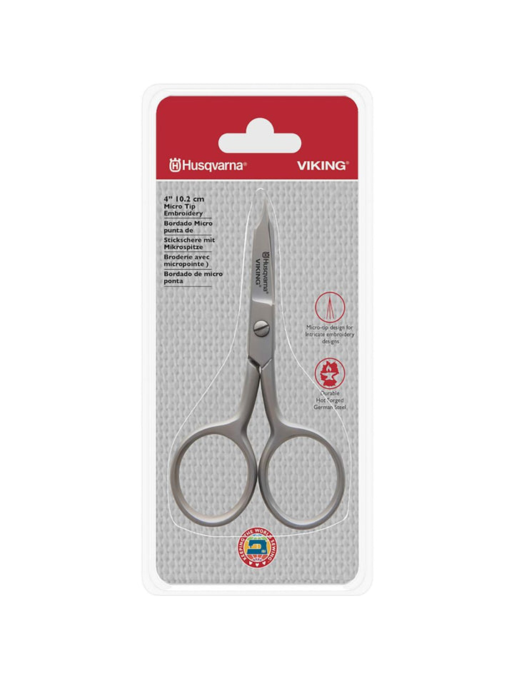 Husqvarna Viking 4" (10.2 cm) Straight Blade Micro Tip Embroidery Scissors