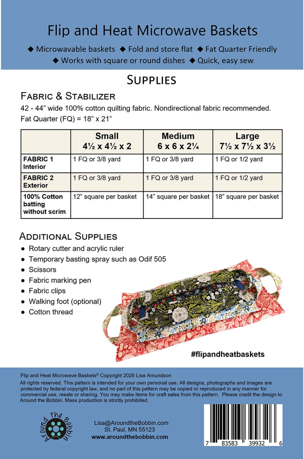 Flip &amp; Heat Microwave Baskets Pattern (ATB-262)