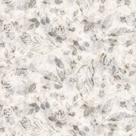 Light Grey Botanics Foliage 108" Cotton (BOTW5290-LS)  – Sold in UNITS of ¼ metre