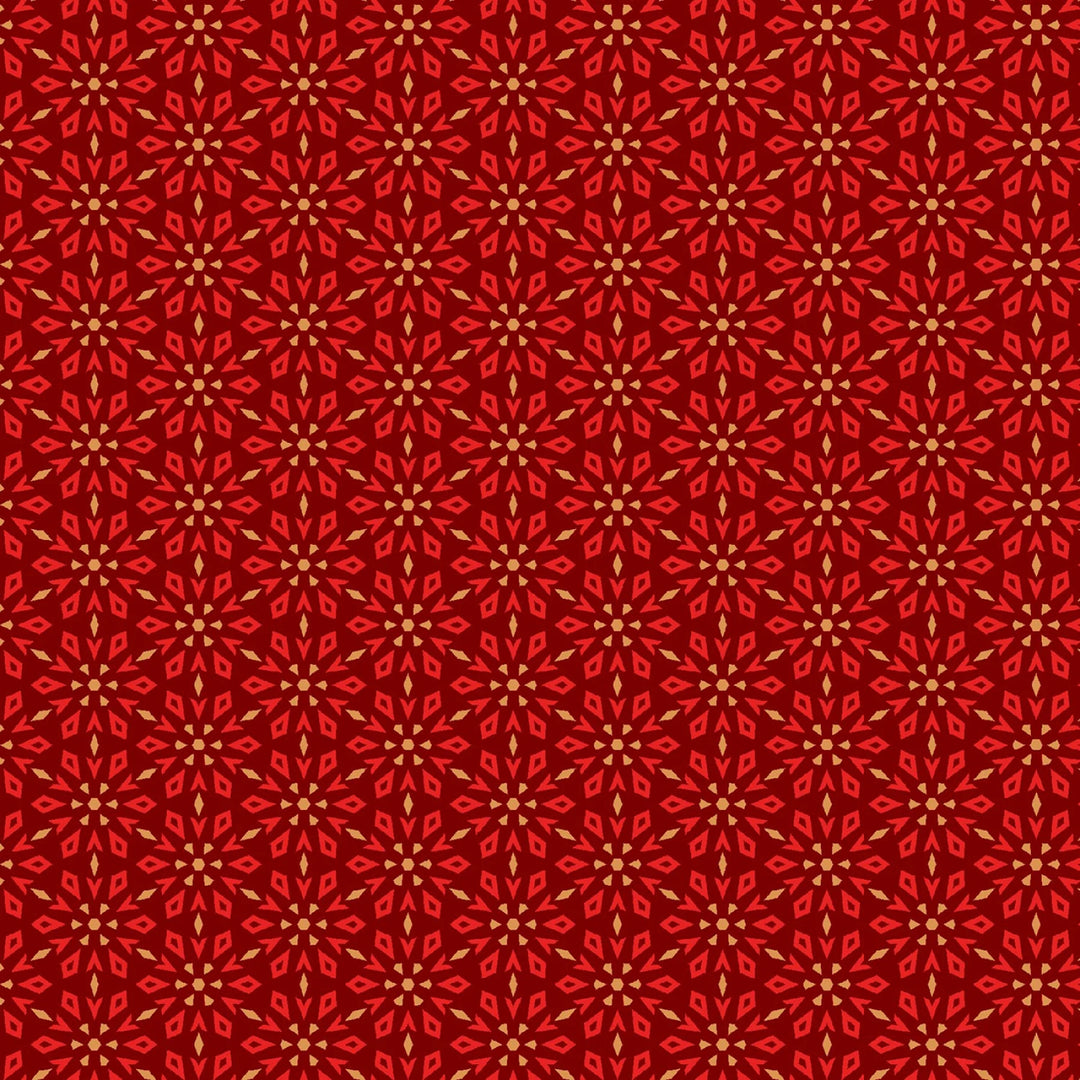 Holly Jolly Calico - Crimson Geometric 4" | 44"/45" Cotton