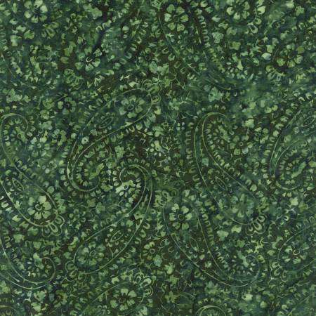 Green Floral Paisley 106" Batik (BX2329-GREEN) – Sold in UNITS of ¼ metre
