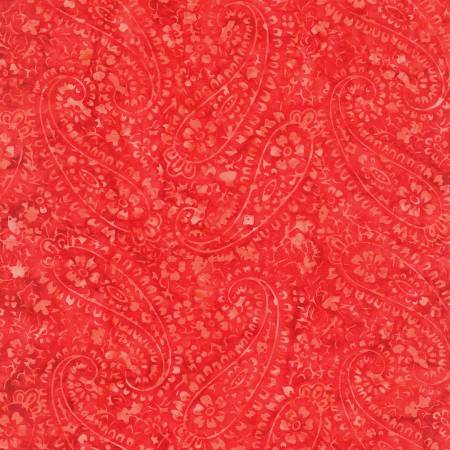 Red Floral Paisley 106" Batik (BX2329-RED) – Sold in UNITS of ¼ metre