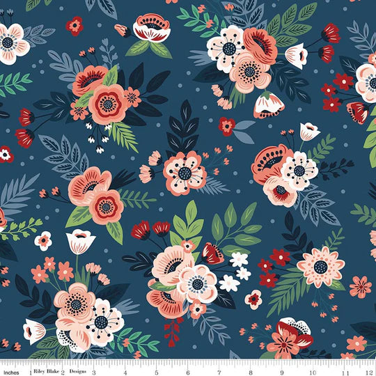 Floral Night -  44” - (C17081R-NIGHT) – Sold in UNITS of ¼ metre