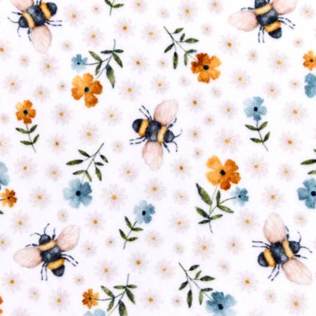 60" Minky Raindrop Bees & Blooms – Sold in UNITS of ¼ metre