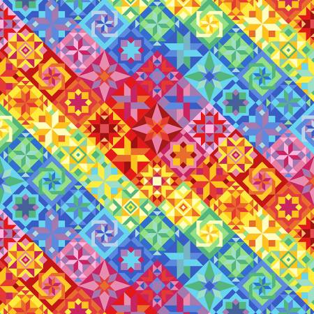 Bright Bright Quilt Pattern 108" Cotton (CDX2598-BRIGHT) – Sold in UNITS of ¼ metre