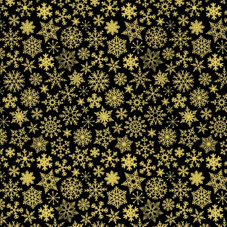 Black Snowflakes 108" Cotton (CDX2872-BLACK) – Sold in UNITS of ¼ metre