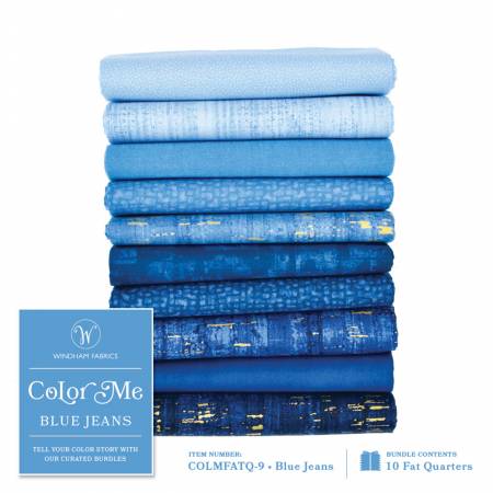 Fat Quarter Bundle - Color Me Blue Jeans (10pcs/bundle)