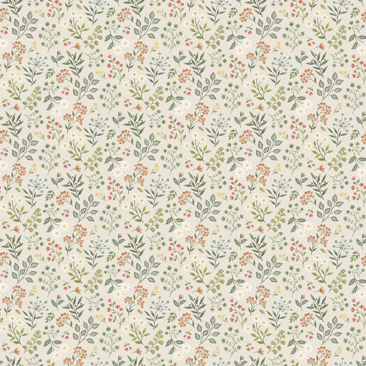 Floral Beige Woodland Heart by Deborah Edwards & Kathryn Christenson |  - 44” - (DP28724-12) – Sold in UNITS of ¼ metre