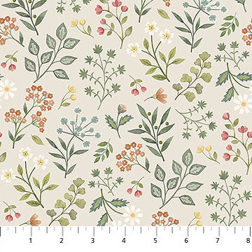Floral Beige Woodland Heart by Deborah Edwards & Kathryn Christenson |  - 44” - (DP28724-12) – Sold in UNITS of ¼ metre