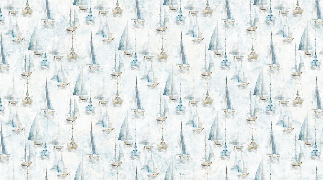 White Small Sailboats - Smooth Sailing | 43/44"  (DP28909-10) - Sold in UNITS of ¼ metre