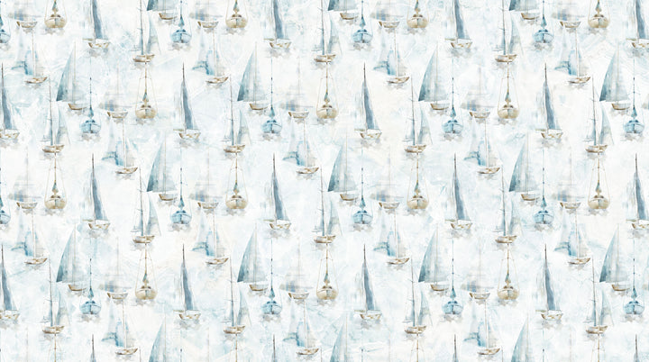 White Small Sailboats - Smooth Sailing | 43/44"  (DP28909-10) - Sold in UNITS of ¼ metre