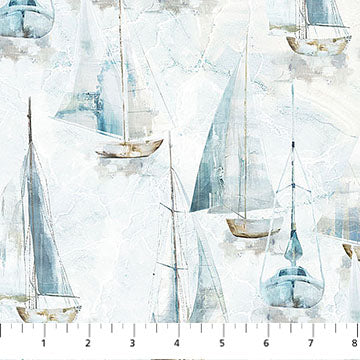 White Small Sailboats - Smooth Sailing | 43/44"  (DP28909-10) - Sold in UNITS of ¼ metre