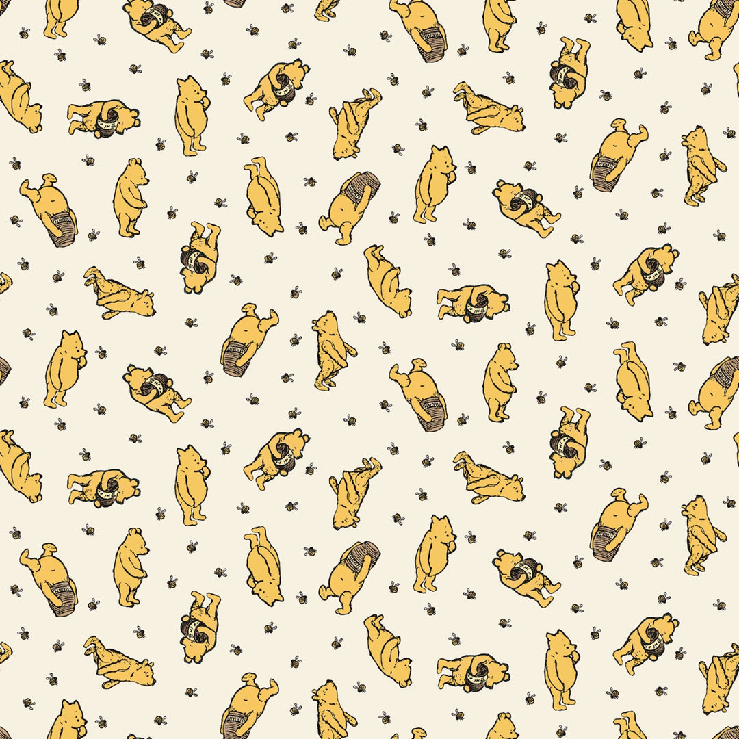 Winnie the Pooh Toss - Cream | 43/44" Flannel (F17503R-CREAM) - Sold in UNITS of ¼ metre