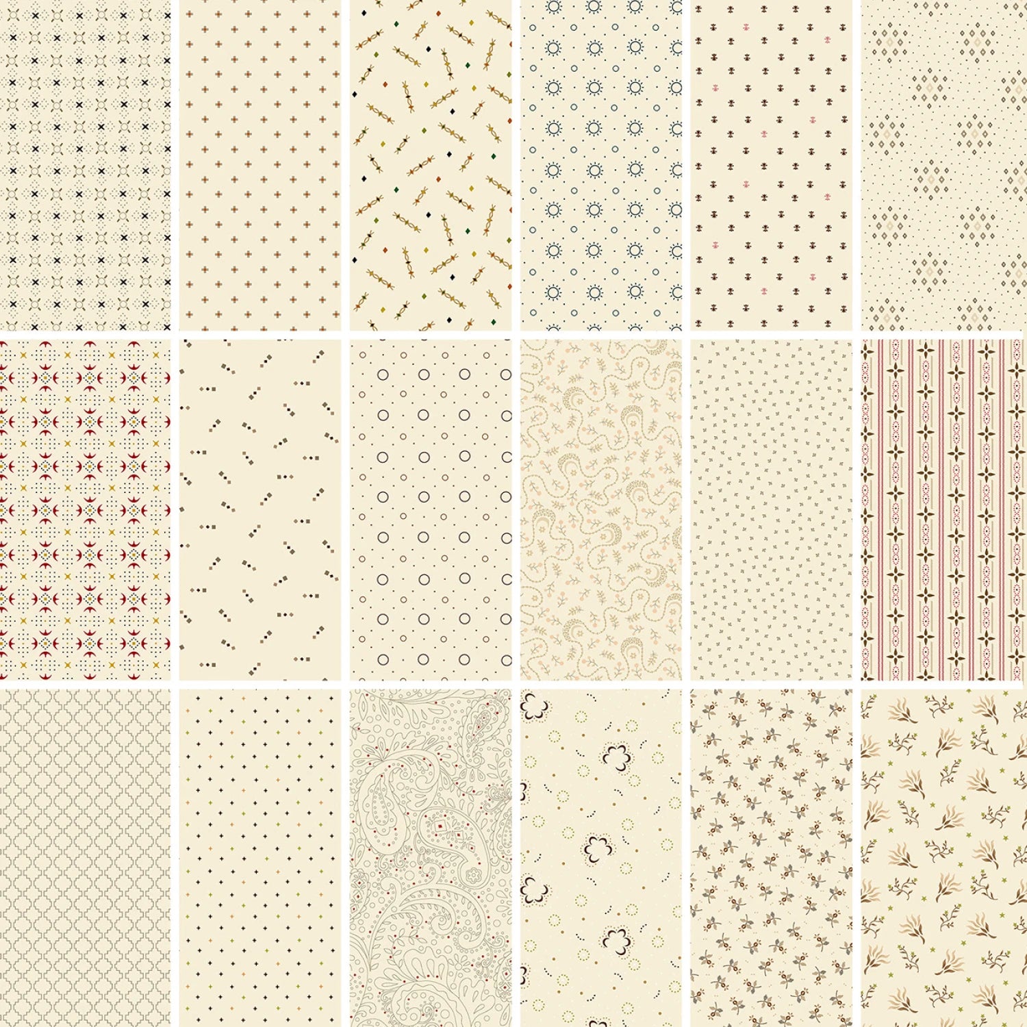 Buttercream & Brickle Bits Basics by Kim Diehl Collection | 5in Squares - 42pcs (FB6CPHG-BTRCREAMBRICKLE)