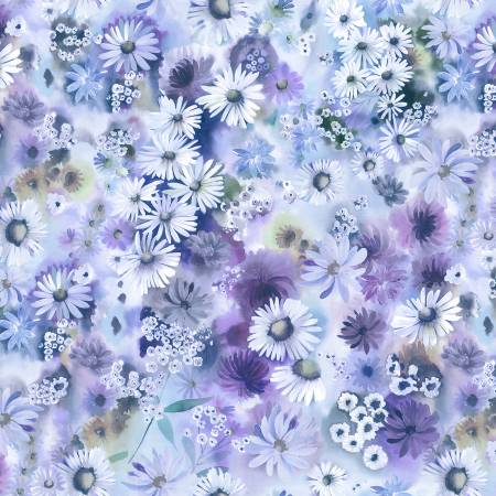 Purple Allover Flowers 108" Cotton (FPAT5234-C) – Sold in UNITS of ¼ metre