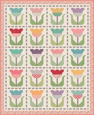 Lori Holt Piece & Plenty Stitched Tulips Quilt Kit