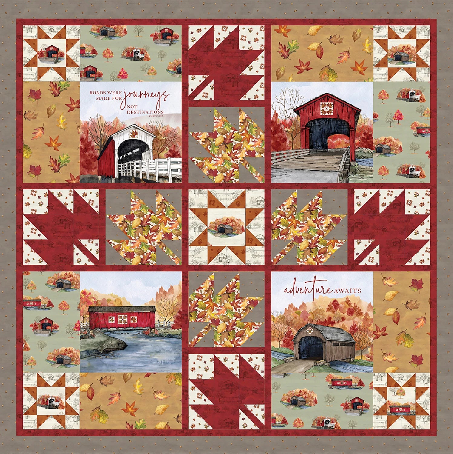 Covered Bridges in Fall Fall Journeys Quilt Kit  (KT-16210)