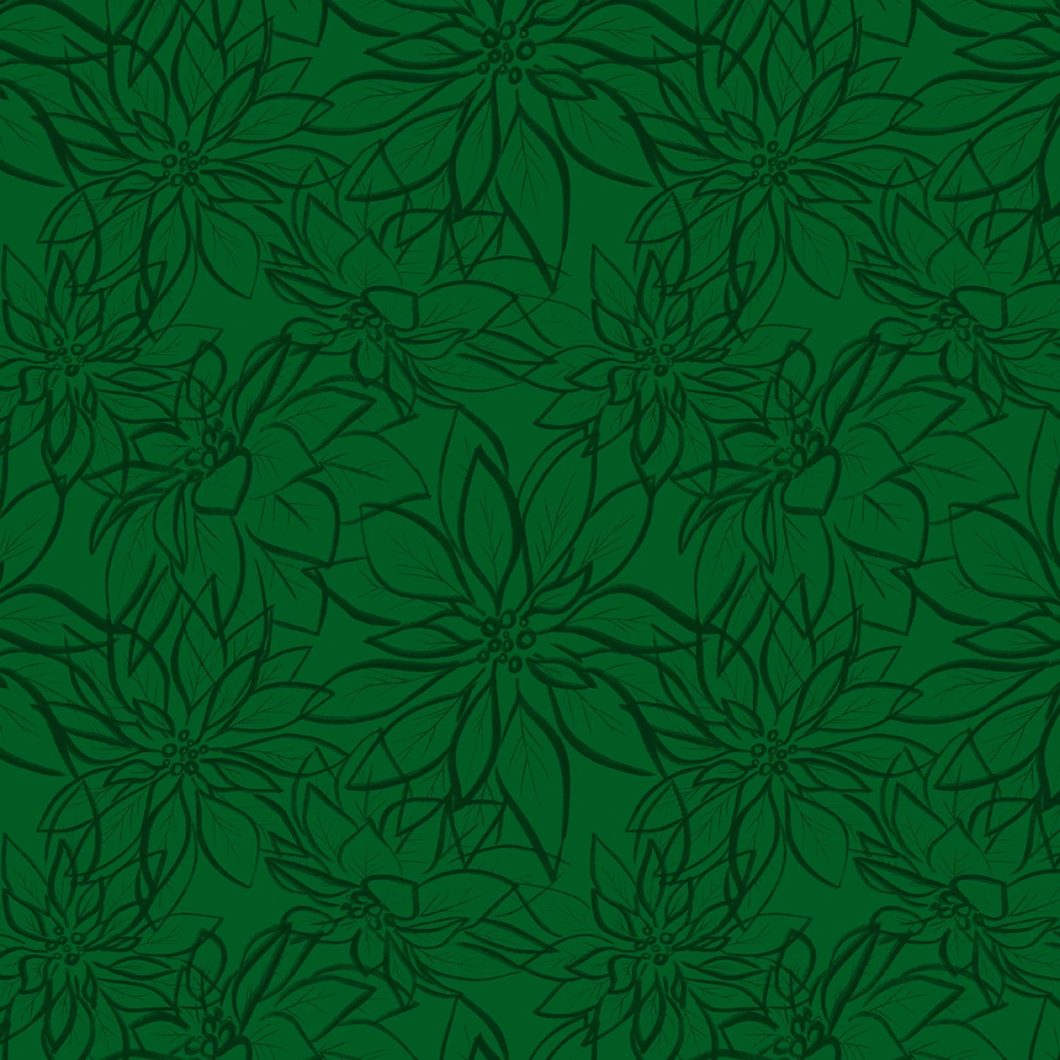 Hand-Drawn Poinsettias - Green  | 108” Cotton (POIW5886-G) - Sold in UNITS of 1/4 metre