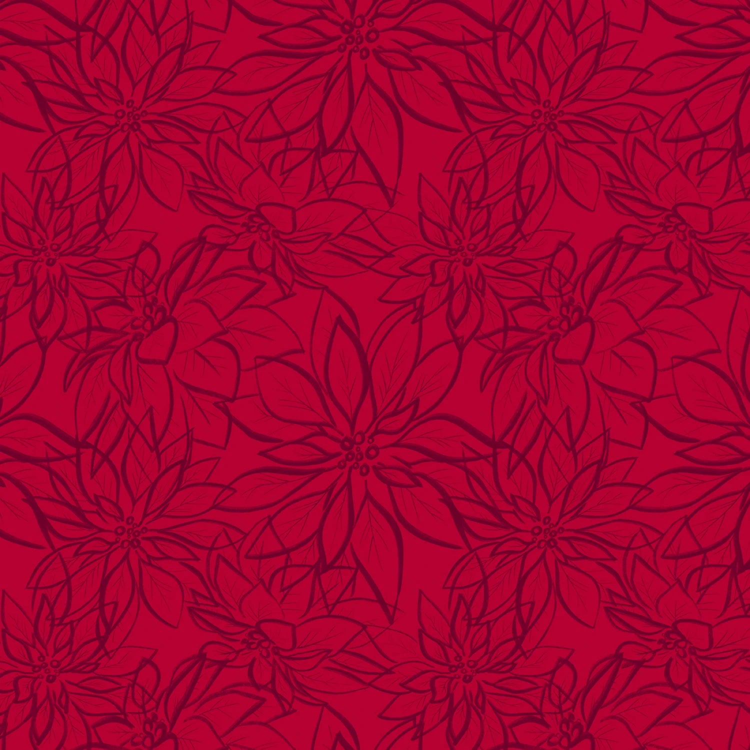 Hand-Drawn Poinsettias - Red | 108” Cotton (POIW5886-R) - Sold in UNITS of 1/4 metre
