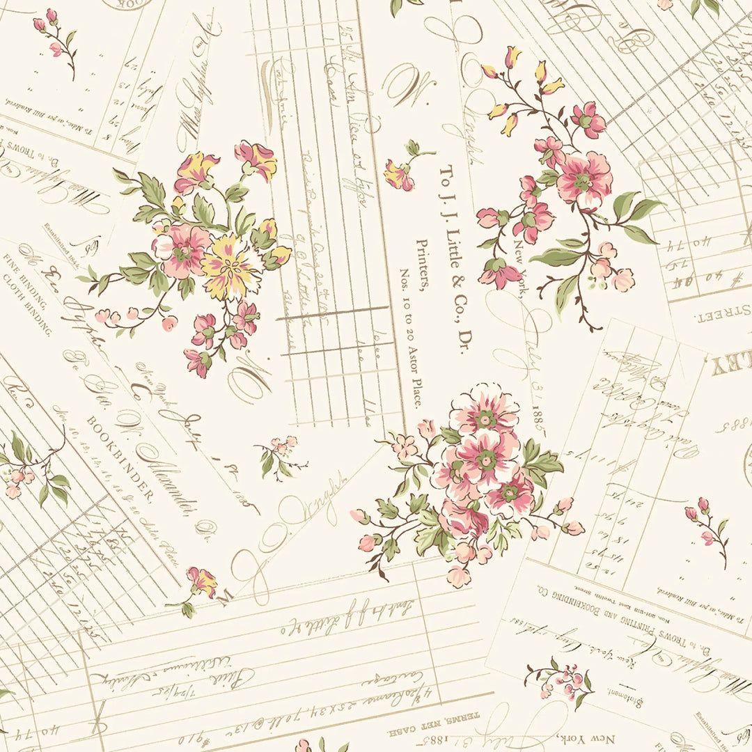 Shades of Romance by Monika Zhu Collection - Cream Patchwork  | 108” Cotton (QB021403D-CREAM) - Sold in UNITS of 1/4 metre
