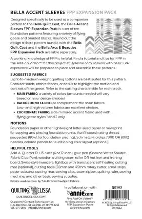 Bella Accent Sleeves - FPP Expansion Pack (for Bella Quilted Coat Pattern)