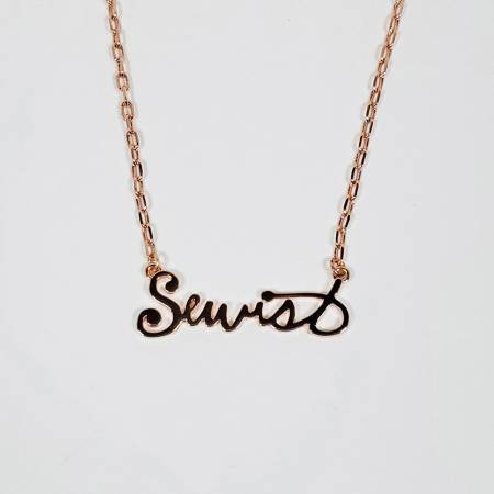 Rose Gold "Sewist" Script Necklace