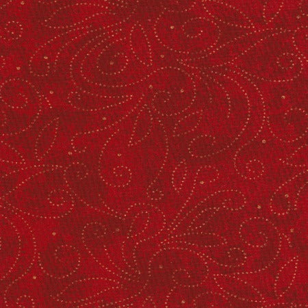 Red Scrolls 108" Cotton  (RI-8040-6G) - Sold in UNITS of ¼ metre